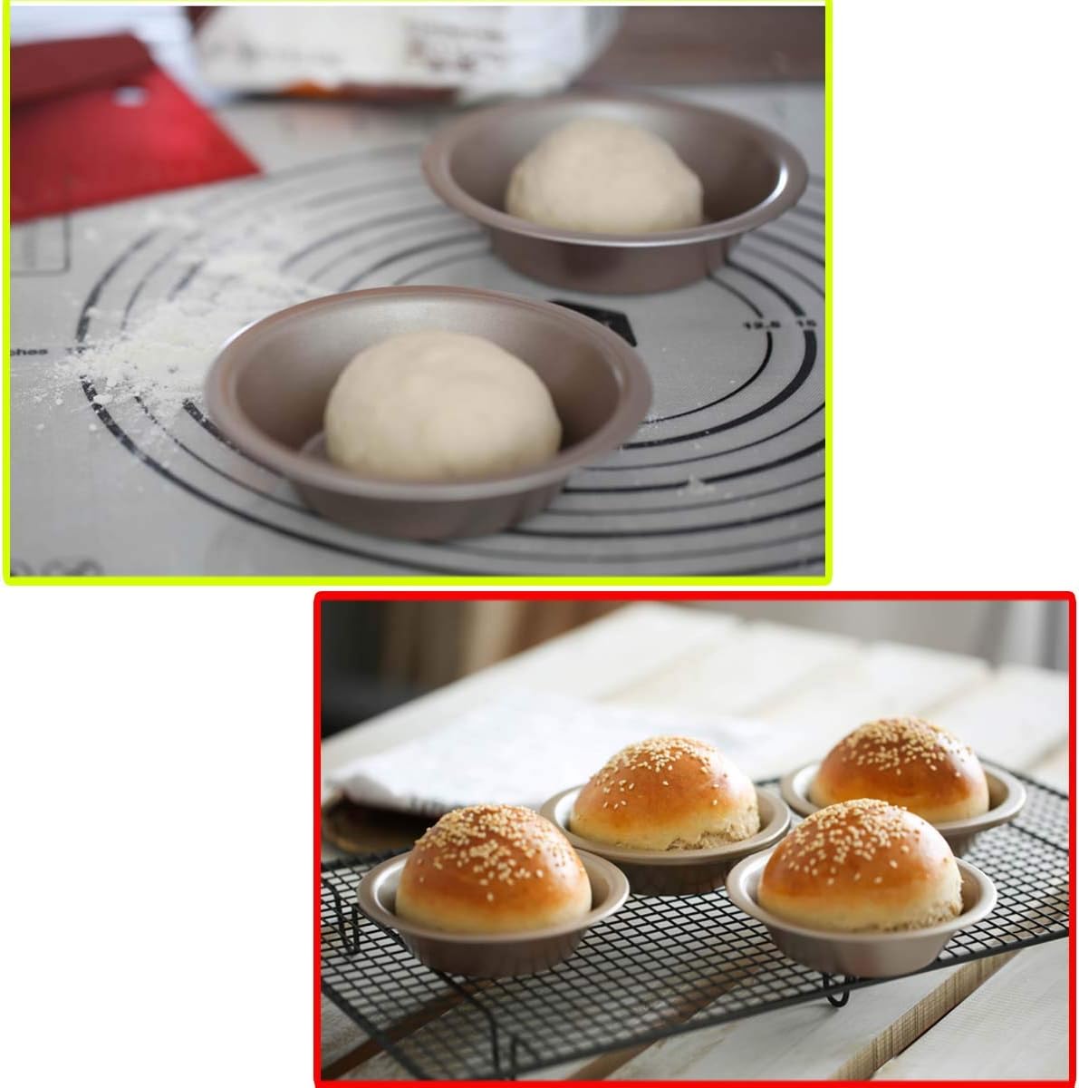 CAN_Deal Mini Round Pie Pan Set, 4PCS 5-Inch Non-stick Heavy-gauge Steel Tart Pan, Hamburger Baking Tin