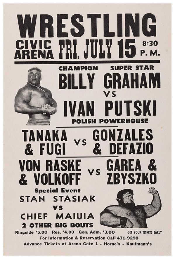 Billy Graham vs Ivan Putski - 1976 - Vintage Wrestling Poster-8 x 12 Inches (US/CAN only)