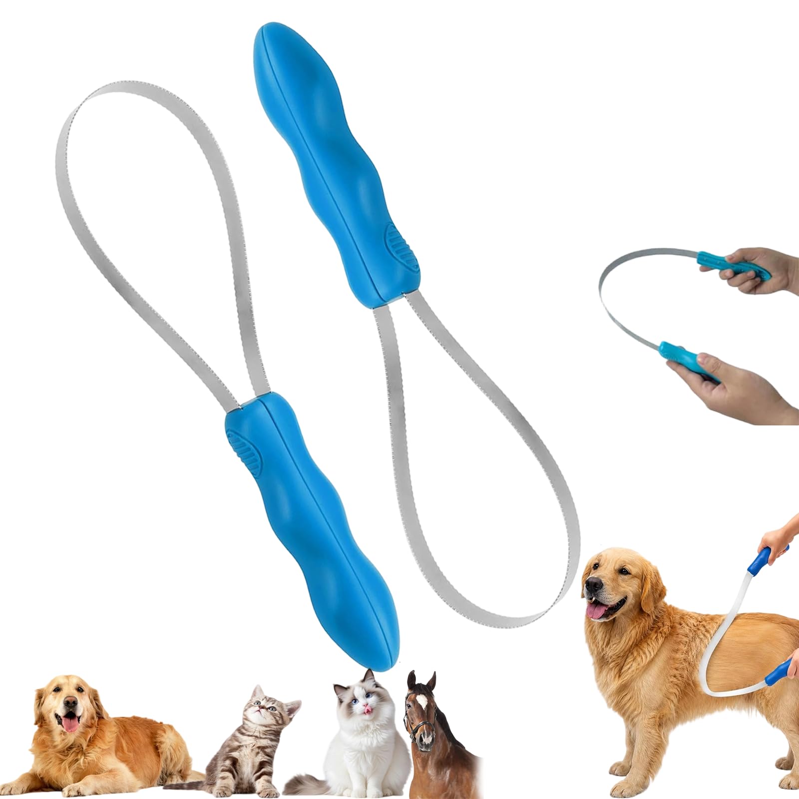 Dual Sided Shedding Blade, Dual Sided Pet Grooming Brush, Stainless Steel Shedding Blade Dog with Soft Grip Handle 28cm for All Breeds & Coats Horse Cat (C#)