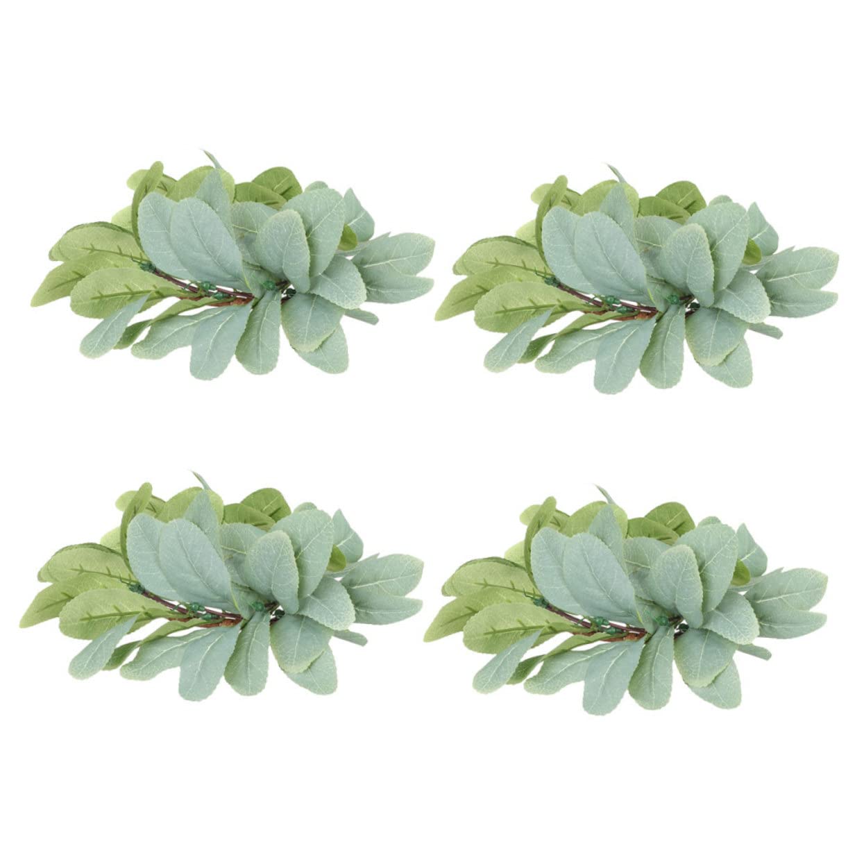 FOYTOKI 4Pcs Artificial Leaf Candle Rings Decorative Wreaths for Christmas Weddings and Home Boho Style Greenery Candle Holders for Table and Party Decorations