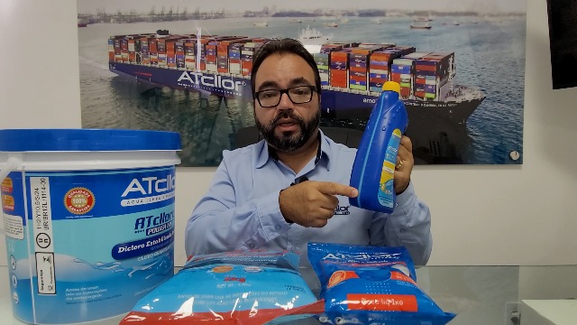 AtCllor, Algicida Choque para piscina, Elimina água verde, Shock