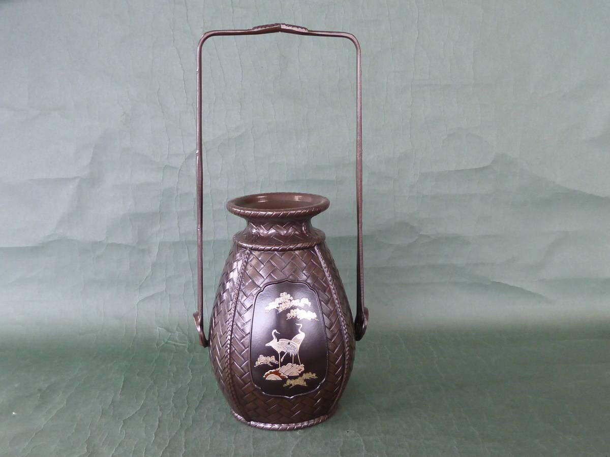 Amazon.co.jp: 花瓶 網代双鶴 双鶴模様と花模様 高さ37cm 亜鉛合金