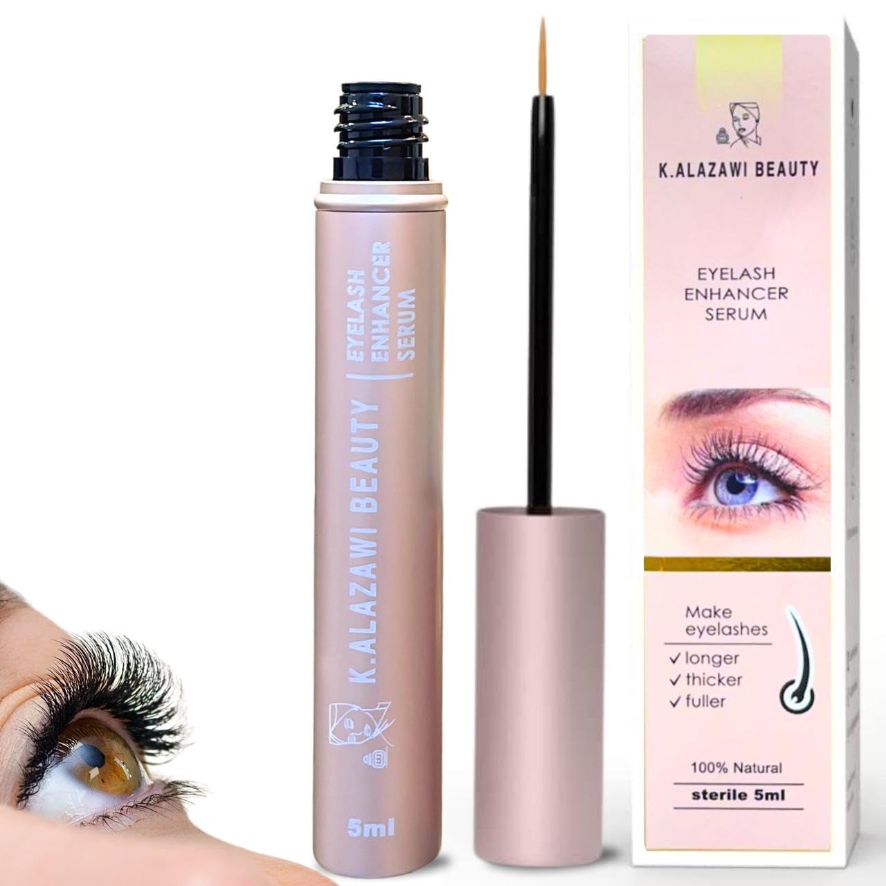 Eyelash serum , make eyelashes longer, thicher, fuller, Natural Eyelash Enhancer Safe for Sensitive Eyes سيروم معالج ومكثف للرموش