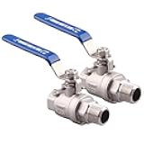 DERNORD 2 Pack Full Port Ball Valve 1/2 Inch - Male x Female Stainless Steel 304 Heavy Duty for Water, Oil, and Gas, 1000WOG