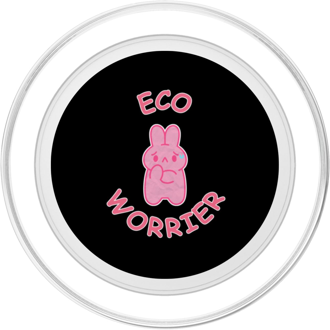 Eco Worrier Pink Bunny Rabbit - Kawaii Environmental Design PopSockets PopGrip for MagSafe, Clear - Image 2