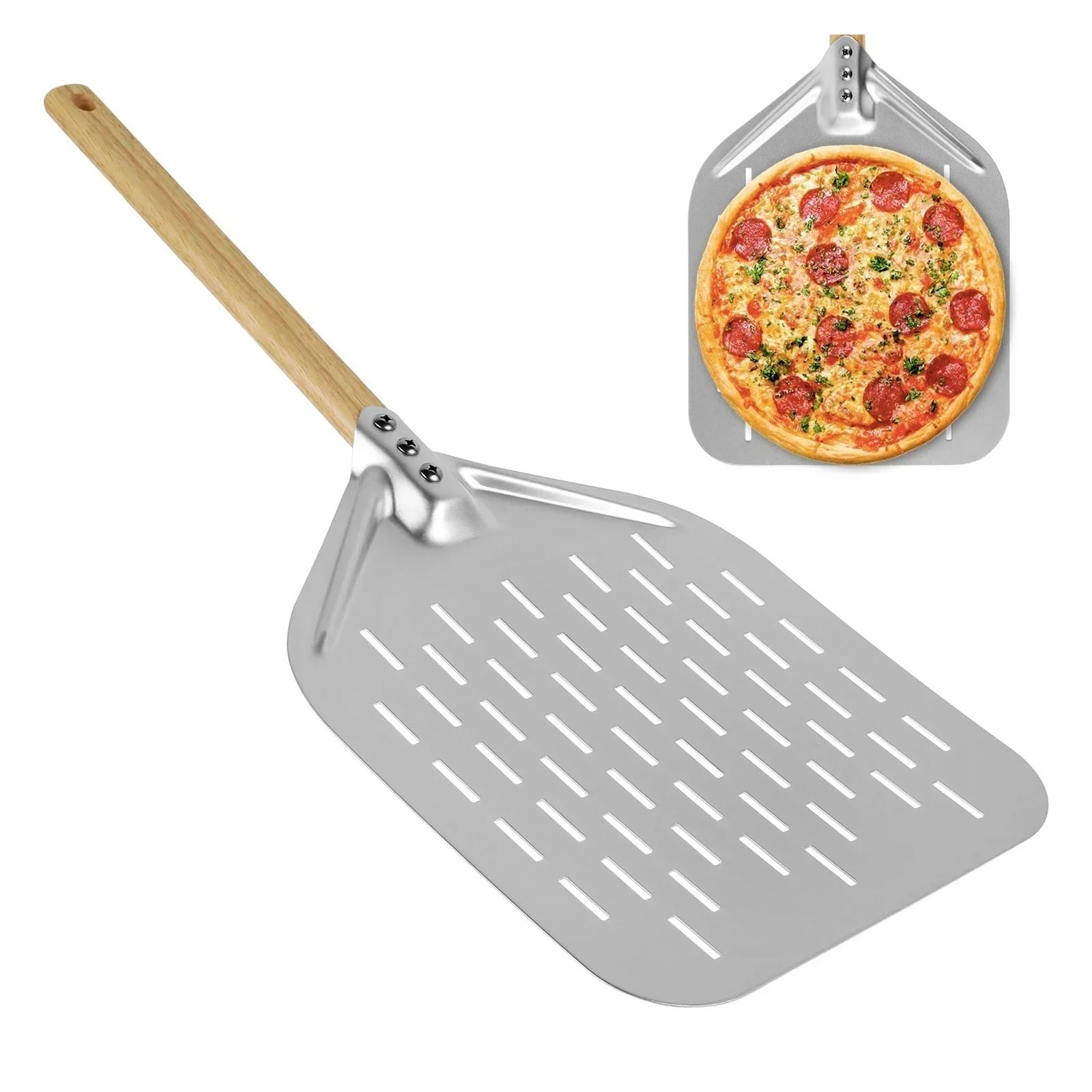 Pala per pizza leggera da 12 pollici in lega di alluminio con manico