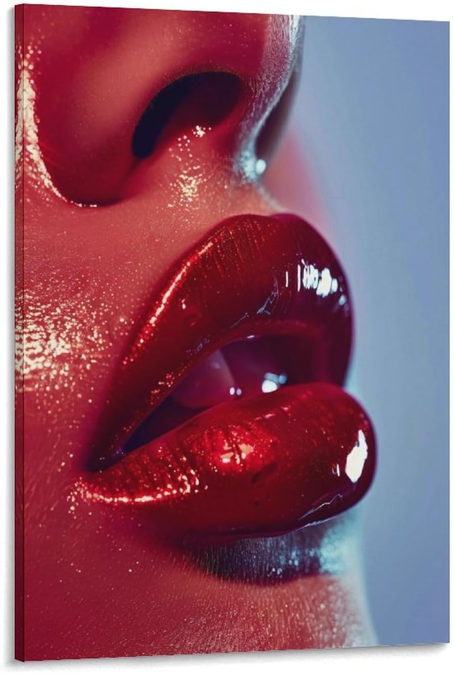 Luscious Red Lip Gloss Intense Shine Bold Color Posters Art Print Wall Photo Paint Poster Hanging Picture Family Bedroom Decor 20x30inch(50x75cm)