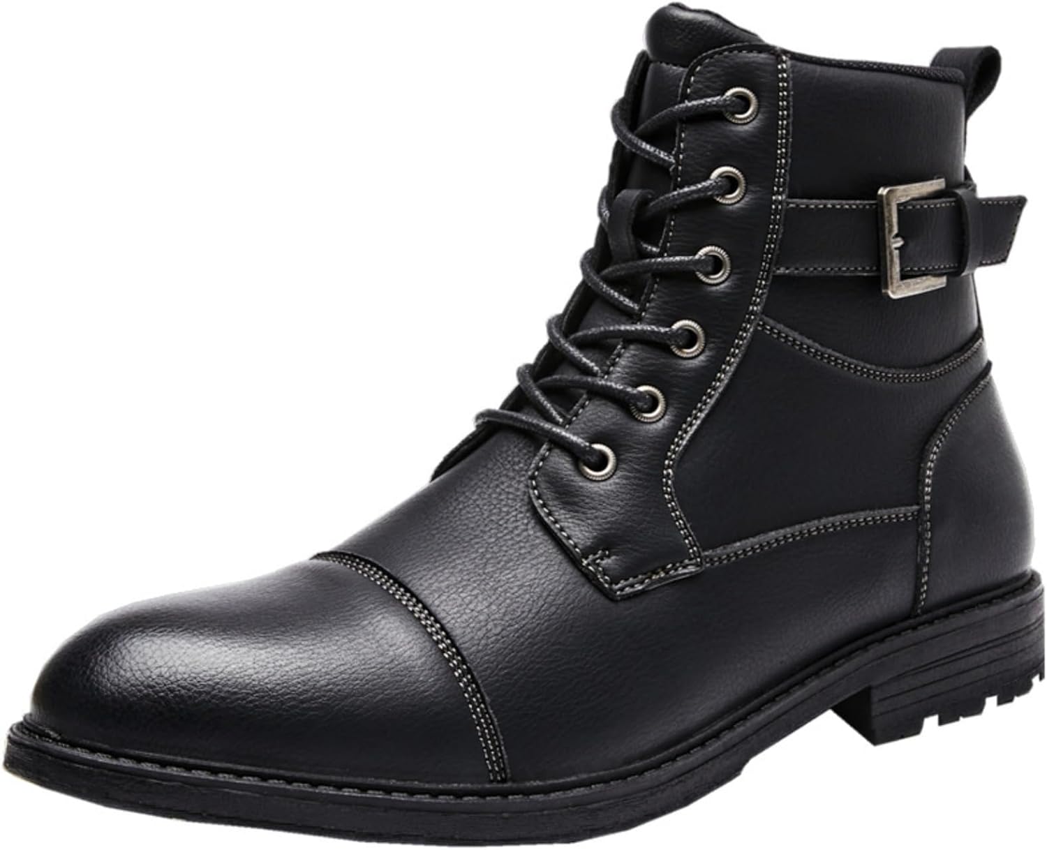 Men's Motorcycle Boots Chunky Sole Work Boots Side Zipper Ankle Boots | Anti-Slip Retro Boots for Men