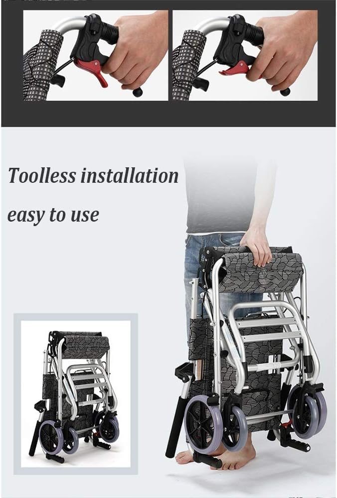 Ultraleichter Transportrollstuhl, 7,3 kg, leichter medizinischer Transitstuhl, zusammenklappbar, tragbar, Boarding, Reisen, Rollstuhl für ältere Menschen, 120 kg