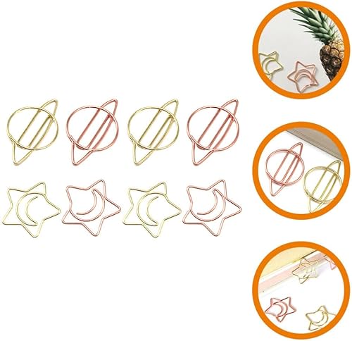 Miniatura 6 de MAGICLULU Clips de papel multiusos para libros, 8 unidades, decoración de metal, decoración de escritorio de oficina, clips de papel pequeños, clips