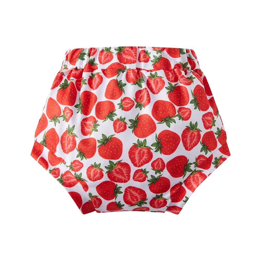 Baby Girls primo compleanno abiti mucca dolce ciambella fragola pagliaccetto pantaloni svasati con fascia set 4 pezzi, fragola, 12-18 mesi, Fragola, 12-18 mesi