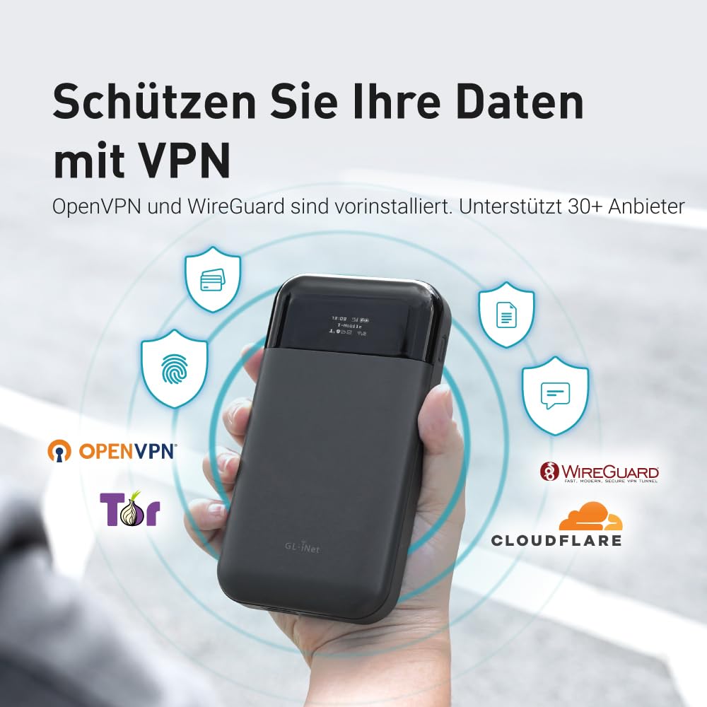 GL.iNet GL-E750V2 (MUDI) 4G LTE Tragbarer WLAN-Hotspot für Reisen | Mobiles Hotspot-Gerät, OpenWrt, OpenVPN, WireGuard, Tor, 7000 mAh, globale Version