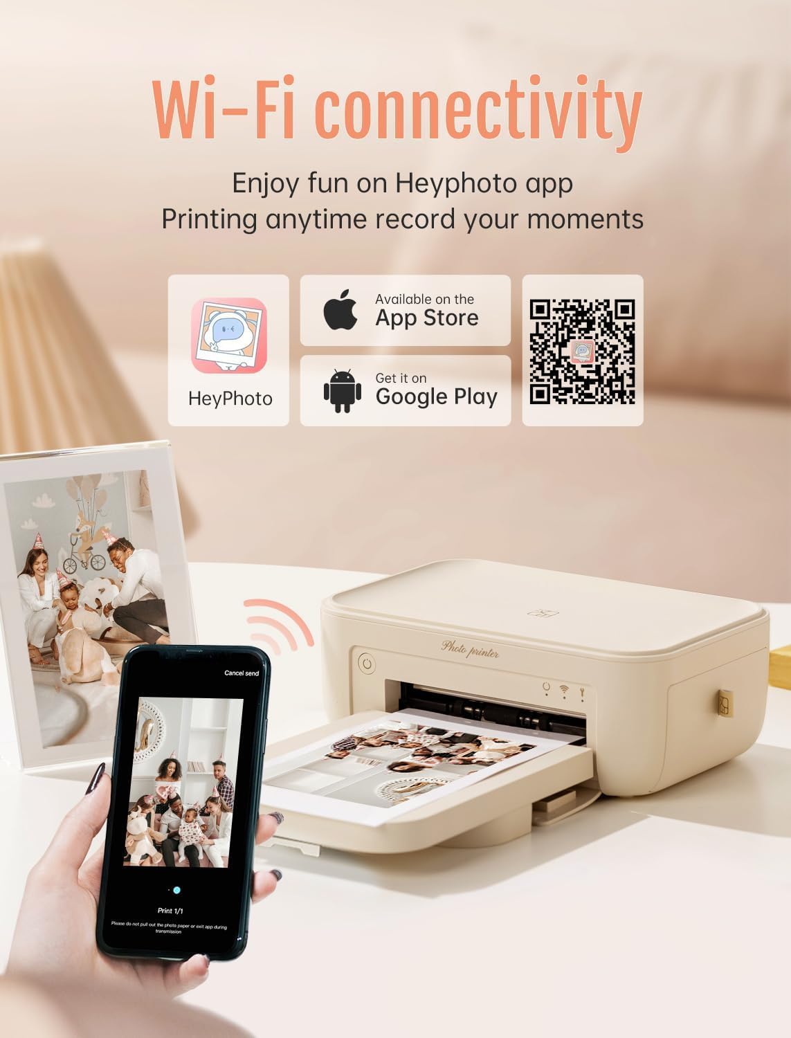 HPRT Photo Printer 4x6,+20 Sheets&1ribbon,Wi-Fi Wireless Instant Picture Printer for iPhone, Android, Smartphone, Thermal Dye-Sublimation, AR Video Printing,Portable Photo Printers for Home Use