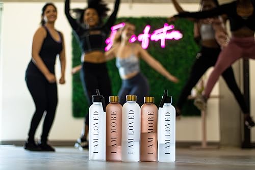 Miniatura 9 de LUMICULTURE - Botella de agua elegante y elegante con marcador motivacionalde afirmación y tiempo  Botella de agua grande de 1 litro y 34 onzas