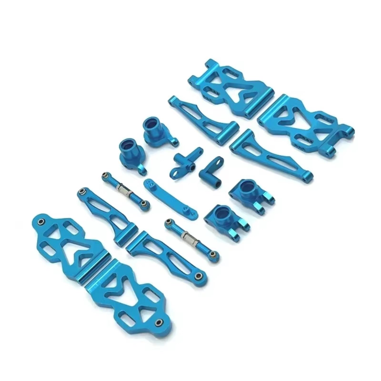 Części zamienne do SCY do JJRC 16101 16102 16103 16104 16106 16201 1/16 metalowy wahadłowy kubek kierownicy korbowód zestaw RC części do modernizacji samochodu (niebieski)