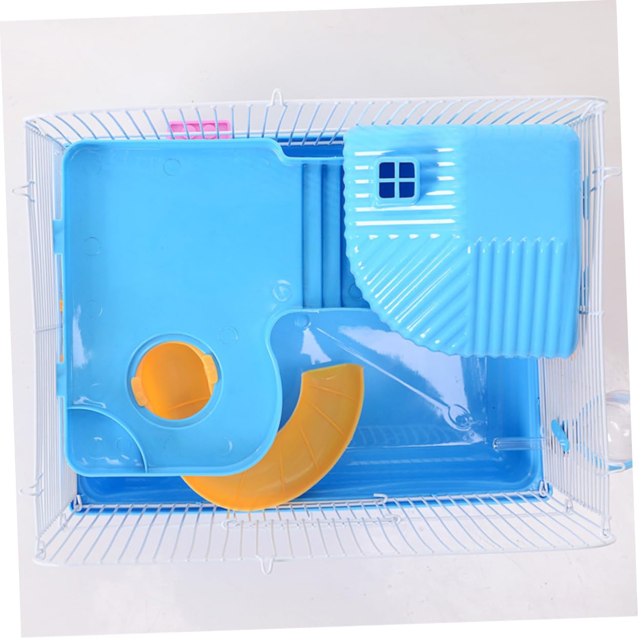 BESPORTBLE Jaula para Hámster De Diseño Rueda De Ejercicio y Dispensador De Agua Casa Portátil para Roedores Azul
