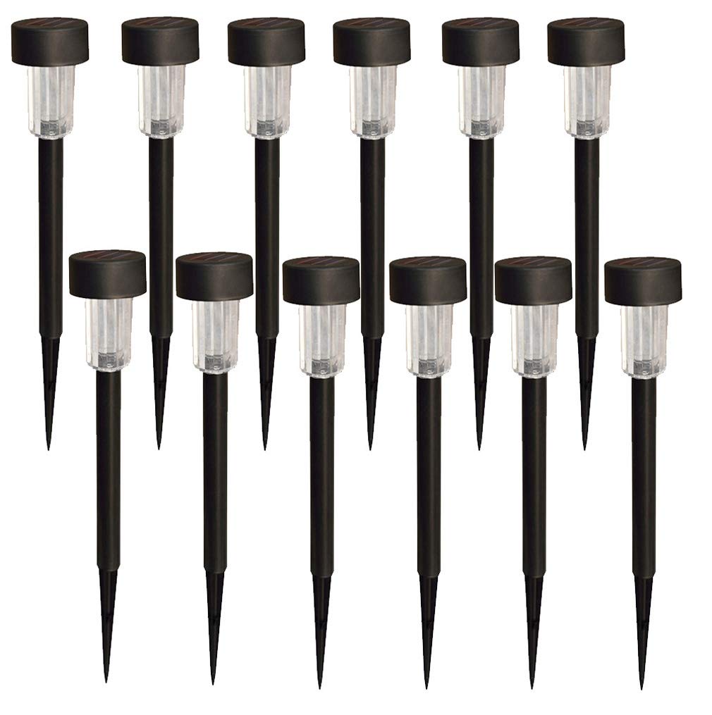 Outdoor Solar Lights Garden Pathway Lights Garden Road LED Lights Garden Lawn Landscape Lights Black Plastic Pack Of12
