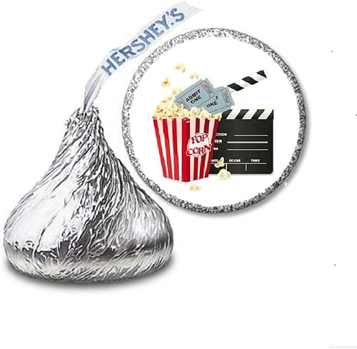 JS&B Enterprises 216 etiquetas de noche de películaspegatinas para caramelos Hershey's Kisses - Recuerdos de fiesta