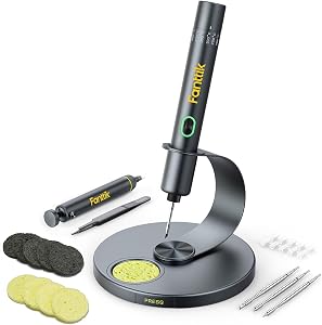 Fanttik T1 Max Präzisions Lötkolben Set, 7 Sek. schnelles Aufheizen，6 Temperatur Einstellbar 200~450 ℃, 4 Lötspitzen (C210), 360° drehbarer Ständer, Lötkolben für Reparaturen