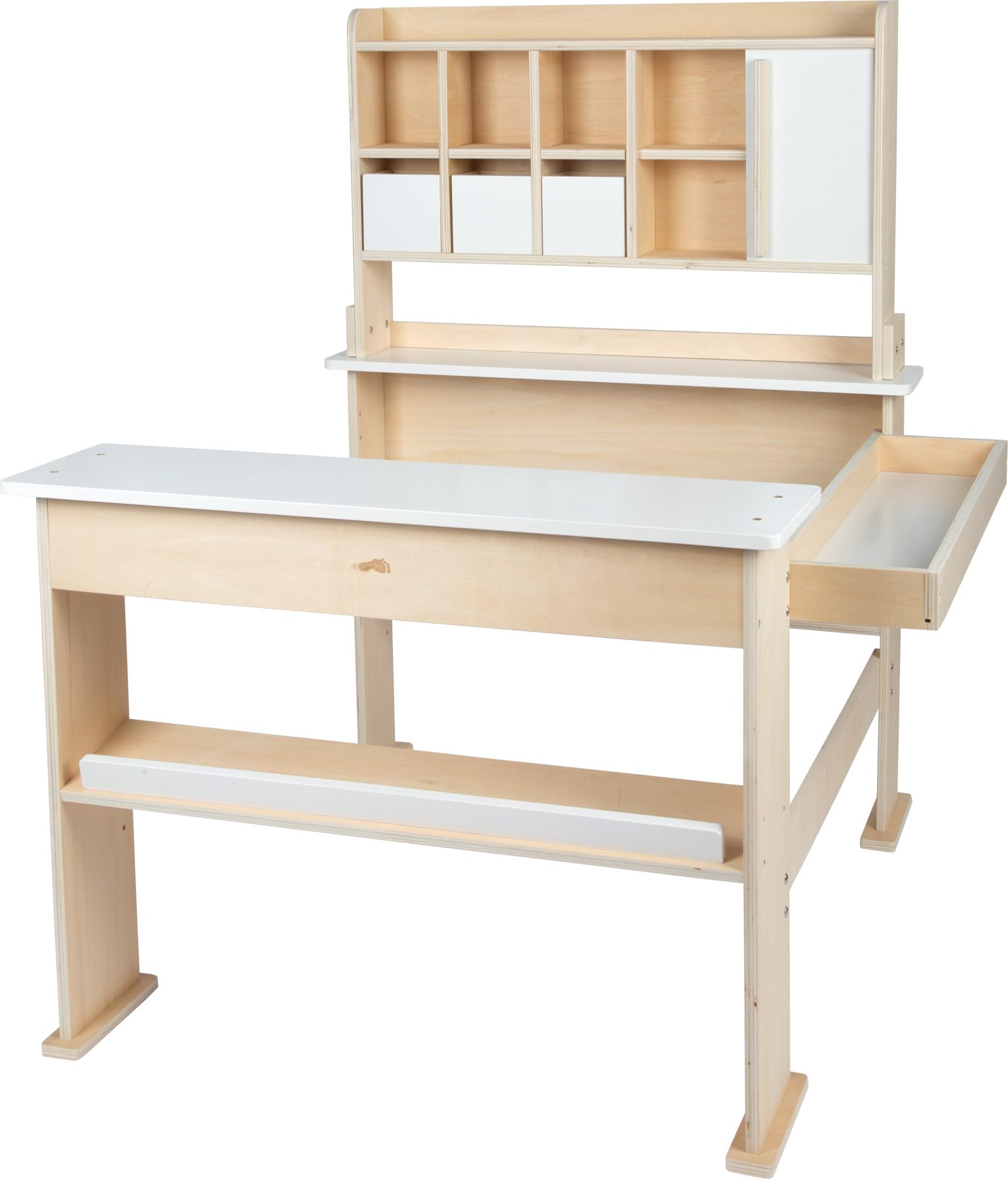 small foot Negozio in Legno, Negozio Classico con 3 cassetti e Porta Scorrevole, Gioco di Ruolo Creativo per Bambini dai 3 Anni, 12683