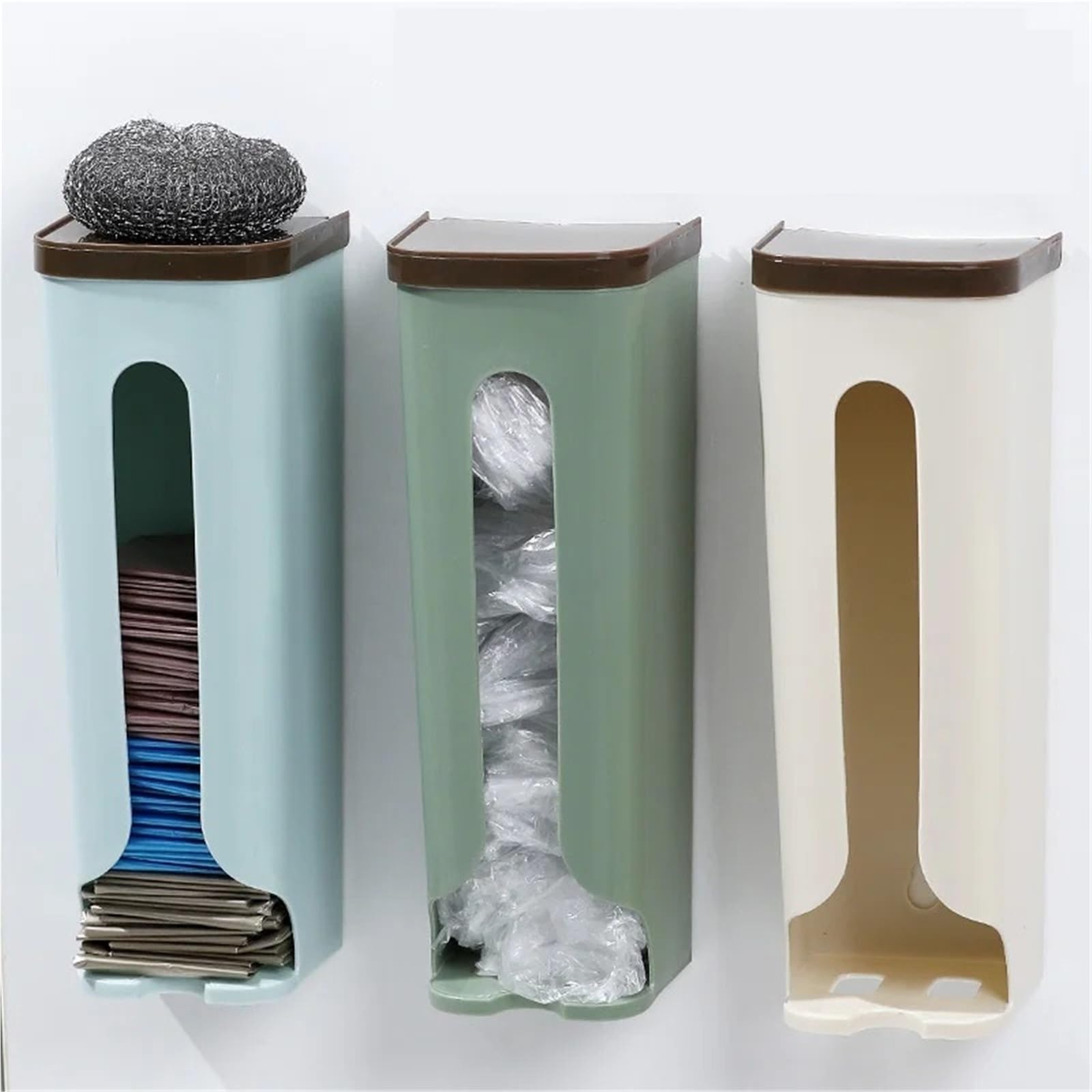 Distributore Di Sacchetti Di Cestino 2 pezzi scatola di immagazzinaggio del sacchetto della spazzatura scatola di immagazzinaggio a parete in plastica for la cucina sacchi della spazzatura camera da l