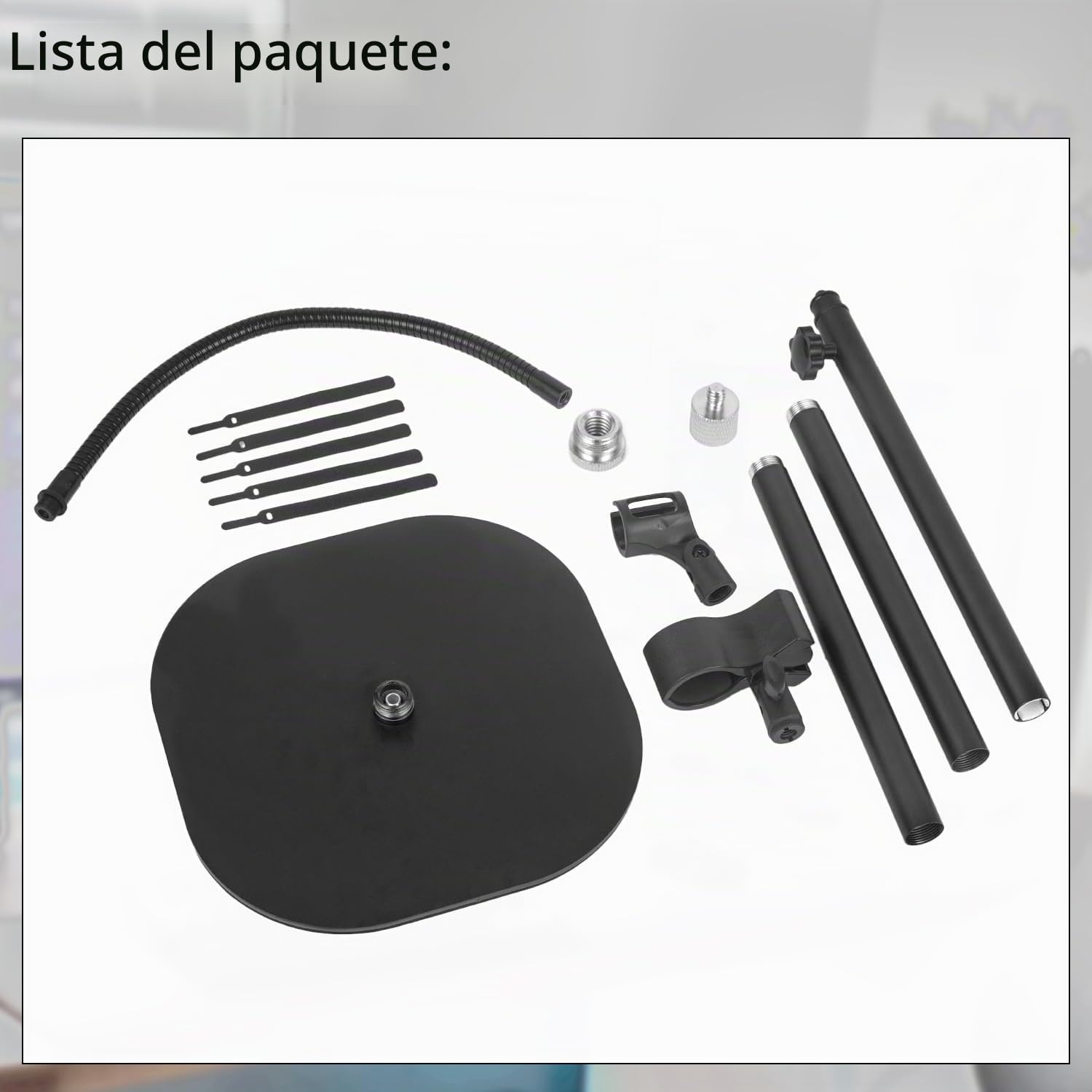 Pie de Microfono de Cuello de Cisne - Soporte de Suelo para Canto, Podcast | Base de 3 kg Antivuelco. Altura Ajustable 90-167cm. 2 Pinzas Micro, Adaptadores 5/8" & 1/4". Para Blue Yeti, Q2U, Fifine AM8