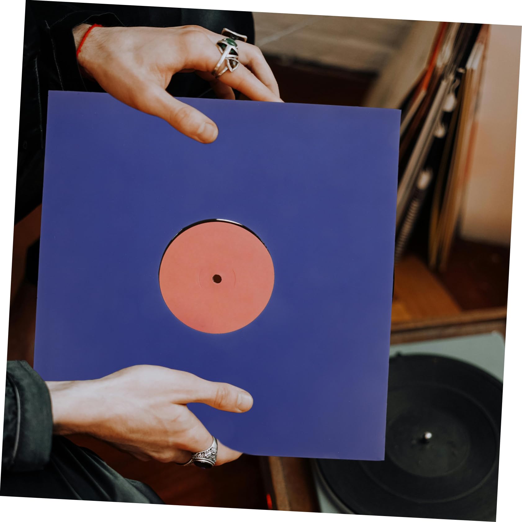 TOYANDONA Custodia Giacca per Vinile 12 Pollici in Carta Kraft Blu, Set da 10 Pezzi, Custodia Protettiva per Dischi Long Play Facile da Usare e Antipolvere per Collezioni Rock
