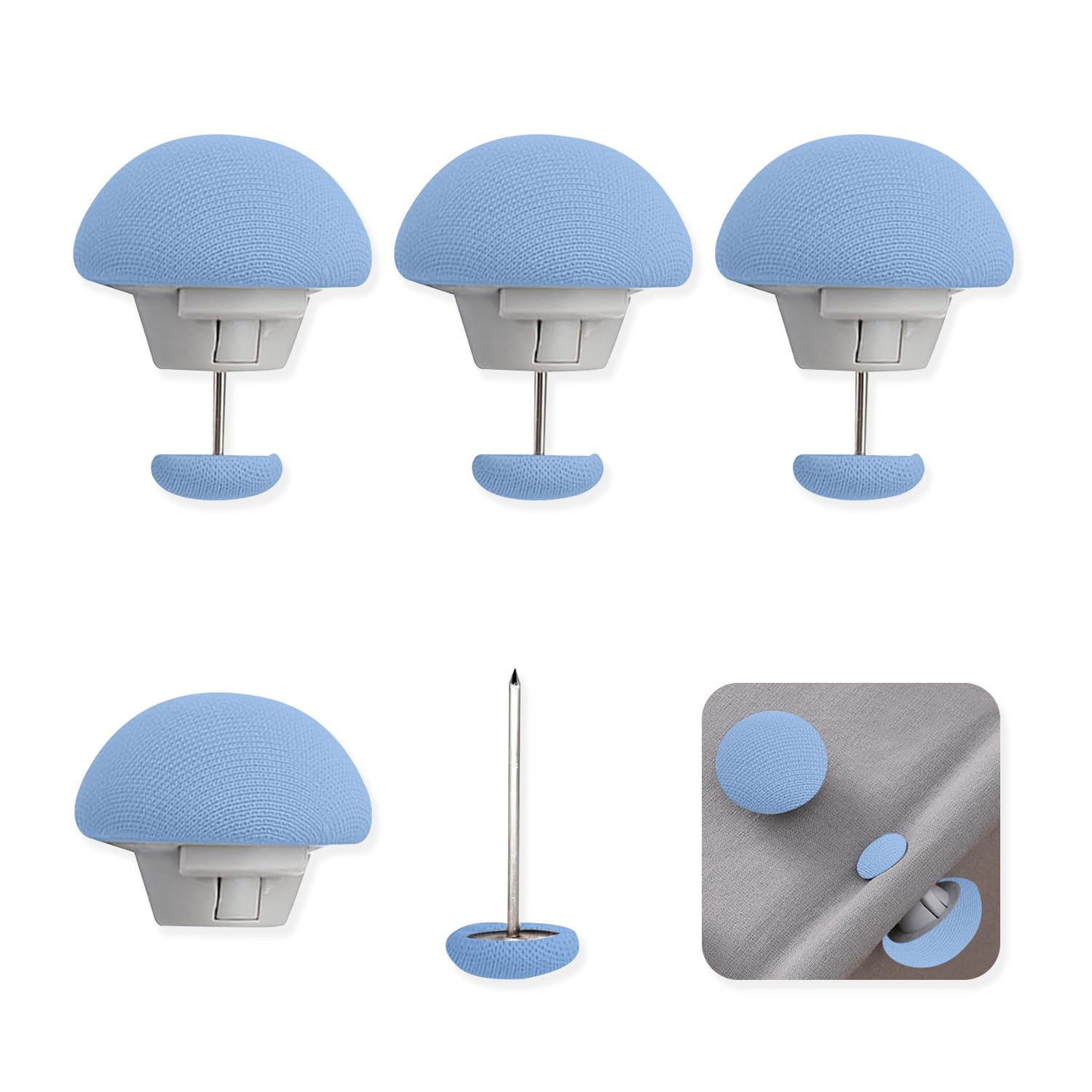 RYHHH 4 PCS Mushroom Duvet Clips, Duvet Clips To Keep Duvet In Place,Non-Slip Duvet Cover Clips,Duvet Snap Fasteners,To Keep Duvet In Place,For Blanket Bed Sheet, Bedding Accessories (Blue)