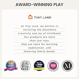 Tiny Land Montessori Baby Toy Set 4-6 Months – Early Learning Motor Skills Development Kit with 4-in-1 Soft Cloth Book, Spinning Rainbow Toy, Silicone Blocks and Baby Tissue Box