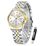 Watches for Women Diamond Luxury Dress Women Watches Analog Quartz Waterproof Day Date Stainless Steel Wristwatch