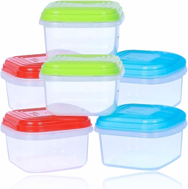 Mini Dressing Pots Small Food Container Empty Plastic Storage Boxes Lids Reusable Bulk Sauce Pot Leak Proof BPA Free Storage Snack Salad Noodles Garlic Freezer Yogurt Jelly Baby Lunch Box 6 Pcs