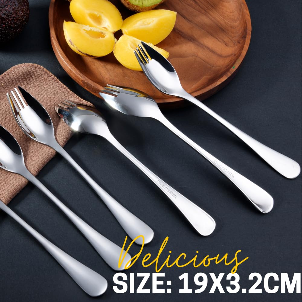 Set Di 2 Posate Telescopiche - Forchetta E Cucchiaio In Acciaio Inox, Estensibili Da 22 A 64 Cm, Perfetti Per Barbecue, Campeggio E Cucina