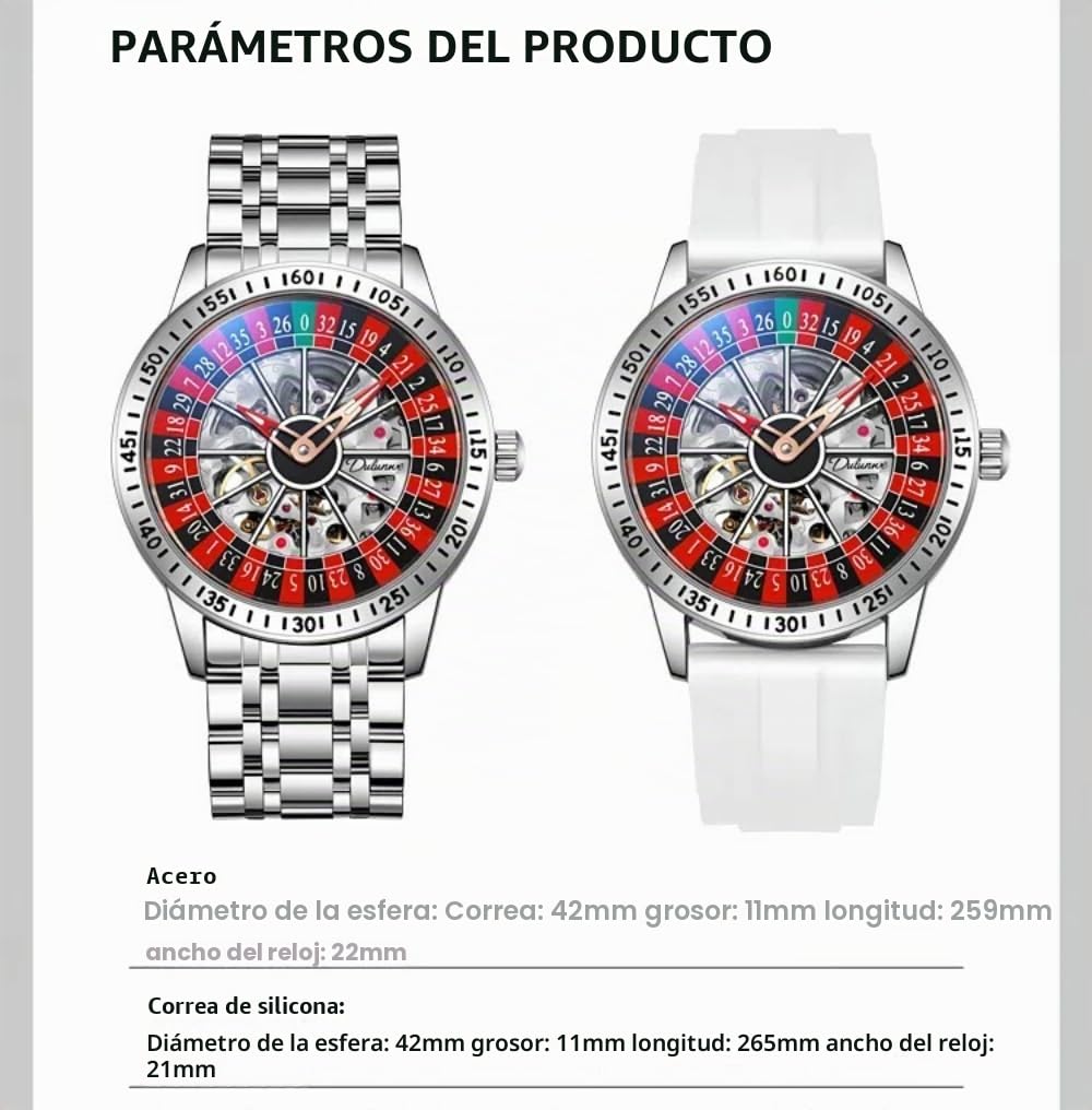 Reloj mecánico con esfera giratoria para hombre, diseño de esqueleto hueco, moderno, impermeable, luminoso, con personalidad, reloj de pulsera