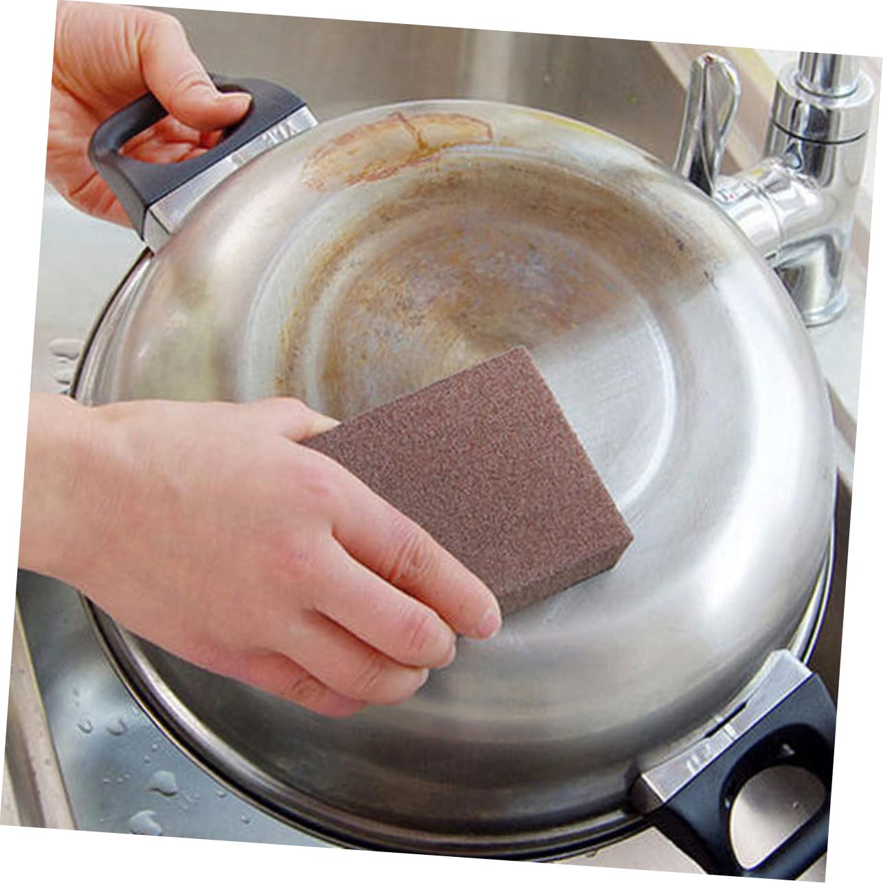 Esponja de Lijado Marrón para Limpieza de Cocina, 12 Piezas | Abrasivo de Esmeril y Espuma, para Ollas y Utensilios, Portátil y Resistente a Roturas