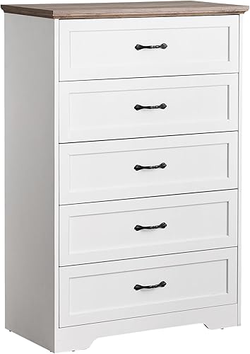 Miniatura 9 de IDEALHOUSE Cómoda moderna de 5 cajones, cómoda organizadora de armario y ropa de almacenamiento, cómoda moderna para armario, sala de estar,