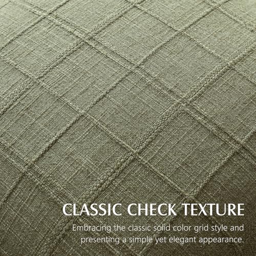 Image of Foindtower Boho Linen Check Decorative Throw Pillow Covers 24x24 Sage Green | Set of 2 Neutral Farmhouse Textured Cushion Cover,Modern Plaid Home Decor,Soft Cover for Sofa Chair Couch Bedroom Living Room