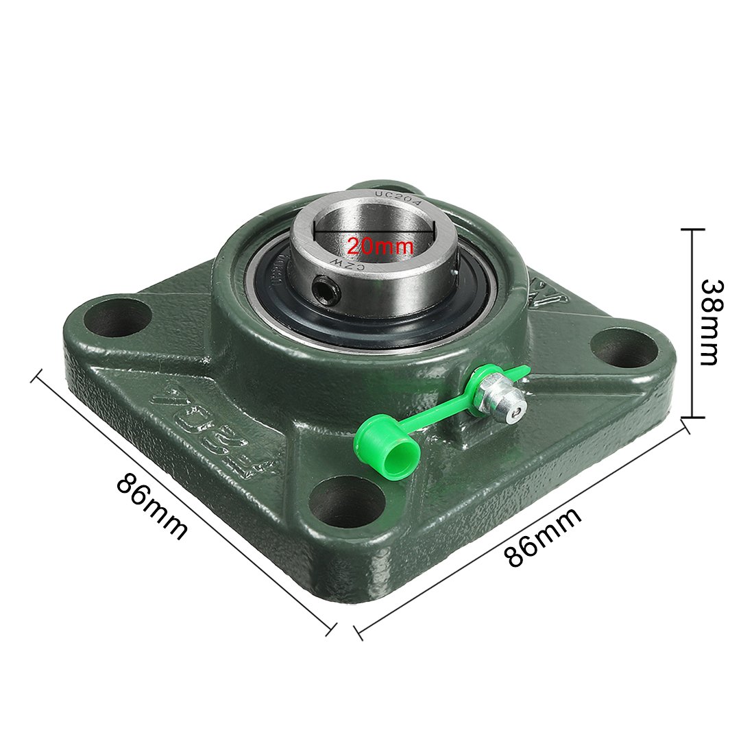 sourcing map 2 Stück Stehlager UCF204 20mm montiert Lagerung Vierkantflansch