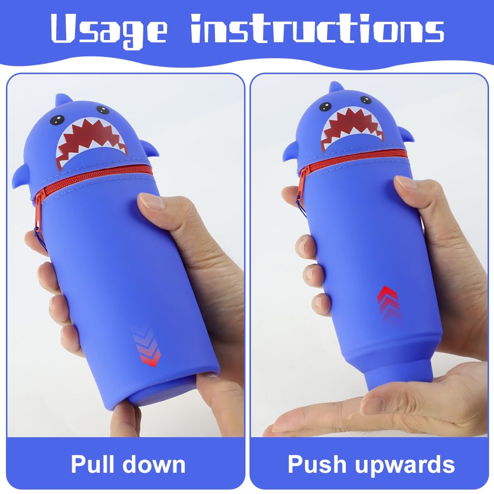 Trousse Silicone 2 en 1 Cartoon Stand Up réglable Requin
