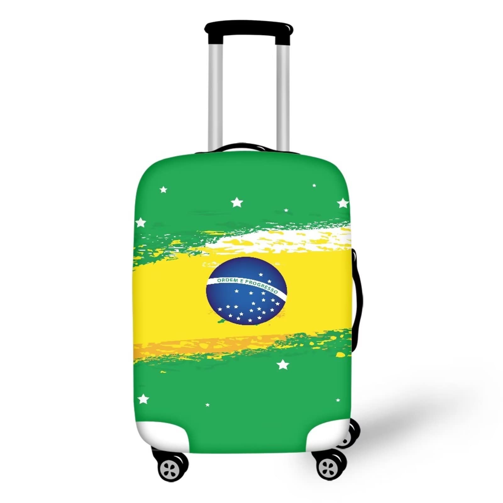 Coloranimal Soccer Team Brazil Travel Luggage Cover Fits 18/24/28/32 Inch Suitcase Case Bags Thickened Polyester Protector Cover for Men and Boys