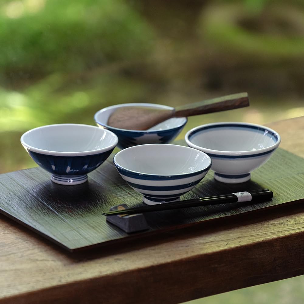 Amazon.com: SAZANKA 日式飯碗陶瓷湯碗4 件組6 盎司(約173.9