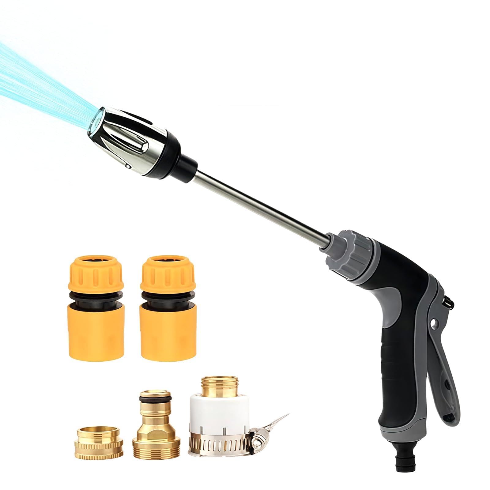 Power Jet Pistolet à haute pression Set de tuyau de jardin, nettoyeur haute pression avec adaptateur en laiton, 3 modes de pulvérisation
