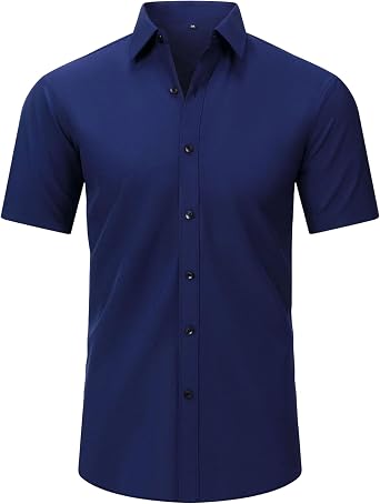Mens T -Shirts Men's Slim Fit Dress Shirt Long Sleeve Casual Business Button Up Shirt