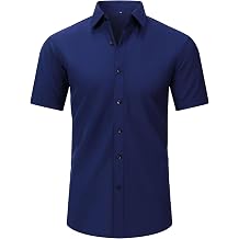 Mens T -Shirts Men's Slim Fit Dress Shirt Long Sleeve Casual Business Button Up Shirt