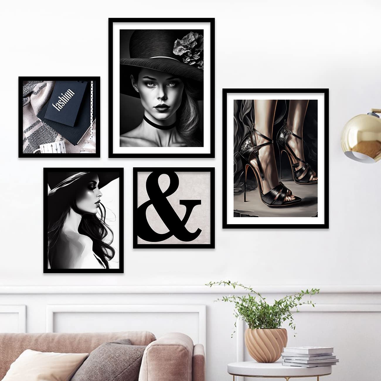 VASL™ Studio Premium Modern Wall Art Paintings for Home Decor Office Living Room - Fashion Theme Wall Art Frames for Fashion Studio & Gallery/Painting For Modern Art Gallery (Set of 5)