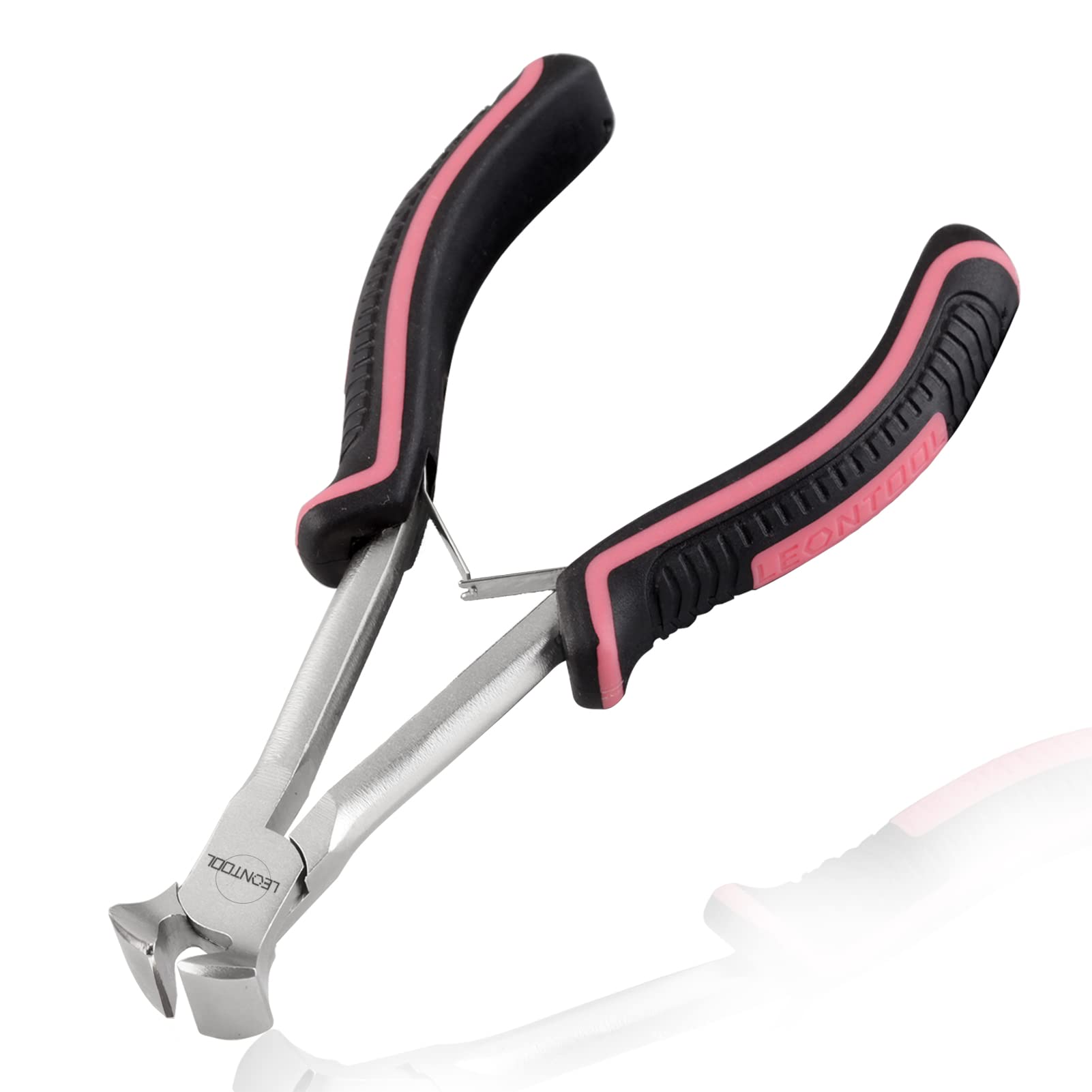 LEONTOOL 喰切ニッパー エンドニッパー ロング 精密 ミニ 喰切りニッパー 喰い切り 食い切り ロングリーチ エンドカッター ファスナー カット チェーン 突起物の引き抜き ピンク色 女性サイズ ミニチュア 軽量 小型 垂直刃 細かな作業も楽々 ビーズ アクセサリー作り ジュエリー製作 手作り 手芸用品 DIY プロホビー クラフト 女性用 ハンドメイド工具 初心者