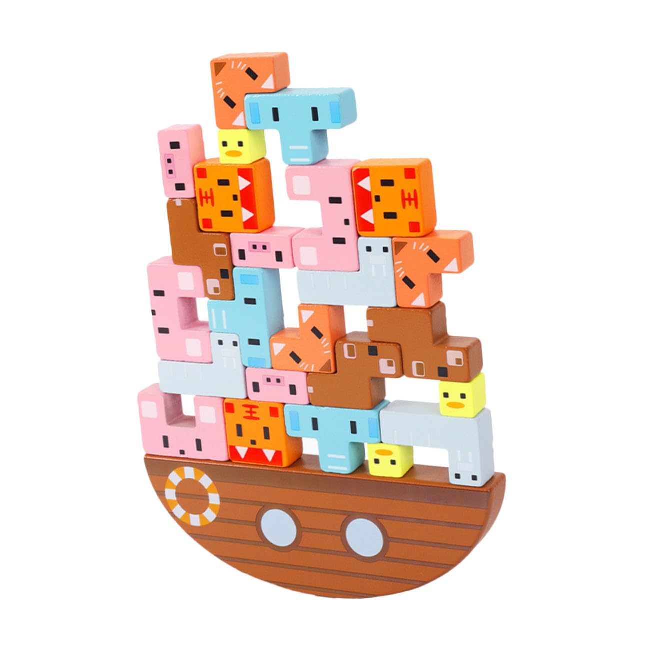 Gioco Equilibrio in Legno per Bambini Set di 1 Blocchi Colorati Educativi per Sviluppo Intellettuale e capacità Sociali Gioco Creativo di Equilibrio e Apprendimento