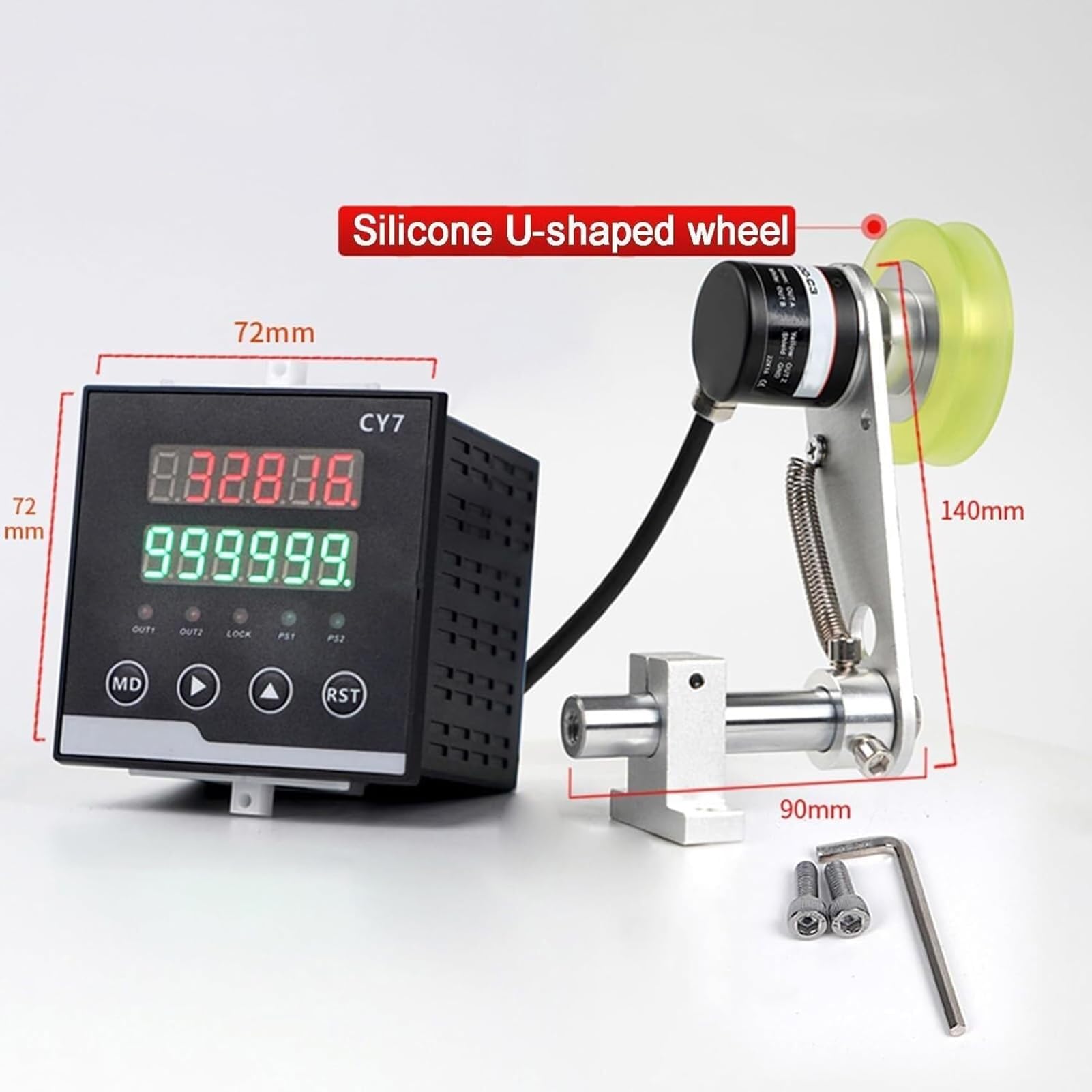 Compteur de distance numérique avec haute fréquence, alarme et zéro automatique pour applications textiles et tissus