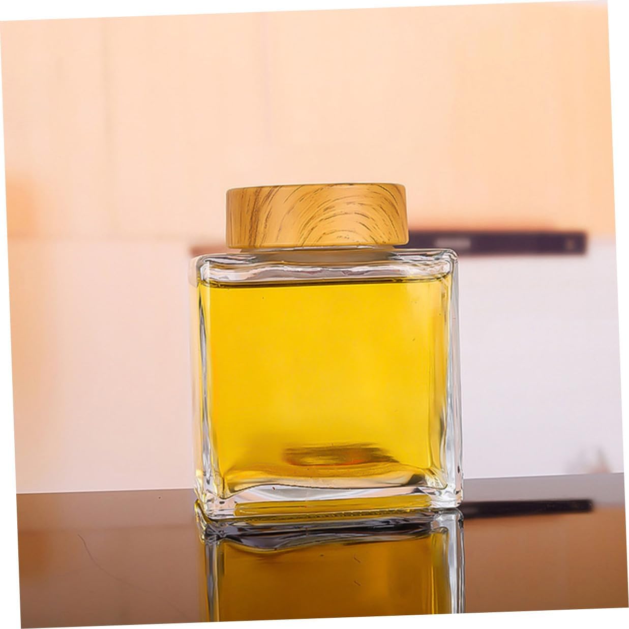 SHINEOFI 2pcs 180ml Glass Honey Jars with Wood Lids Thickened Glass Food Storage Containers Airtight Preserving Jars for Kitchen and Dining