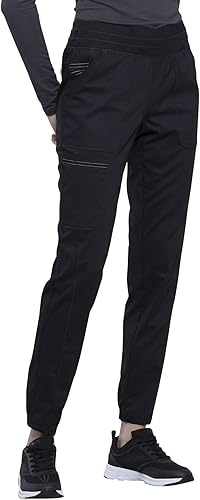 Miniatura 5 de Cherokee WW011 - Pantalones de uniforme médico para mujer tipo jogger con tiro normal, cintura elástica de 5 bolsillos, ultra suaves con elasticidad