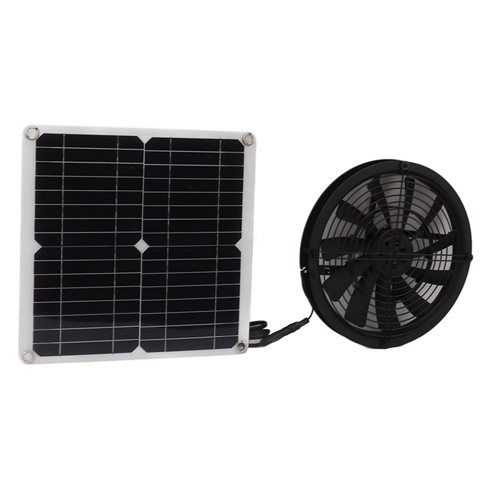 FTVOGUE Kit de Ventilador de Panel Solar con Red Protectora Metálica para | Extractor de Aire Resistente a la Intemperie, Aleación de Aluminio ABS de Hierro, Interfaz de Cable de CC, Adecuado para